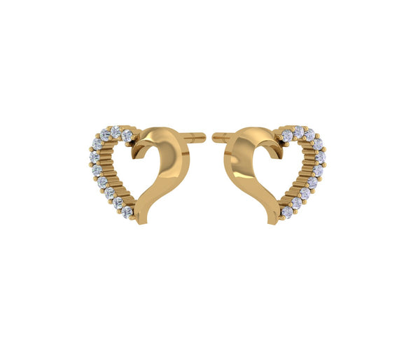 14 KT Gold Heart Diamond Studs