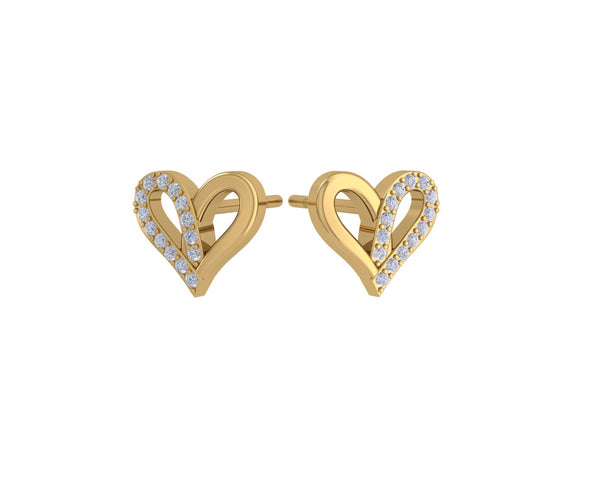 Entwined Heart Diamond Silver Earrings