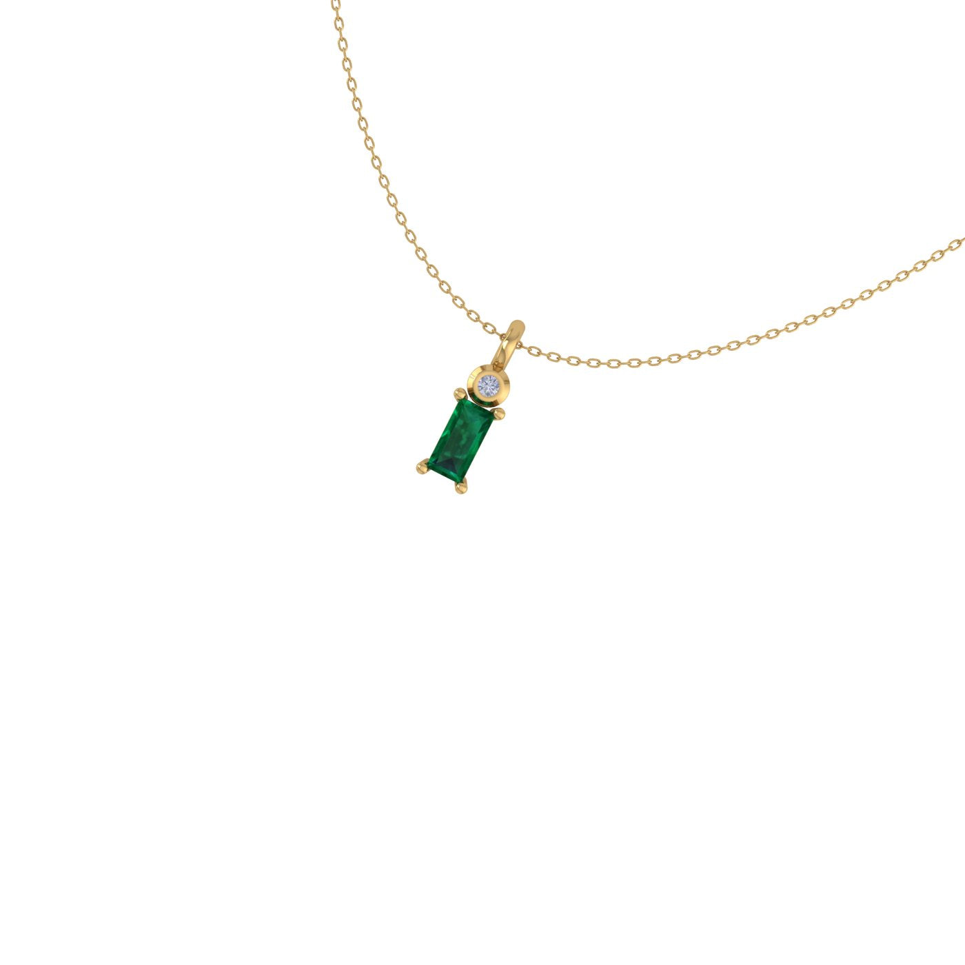Baguette Beauty Emerald & Diamond Pendant