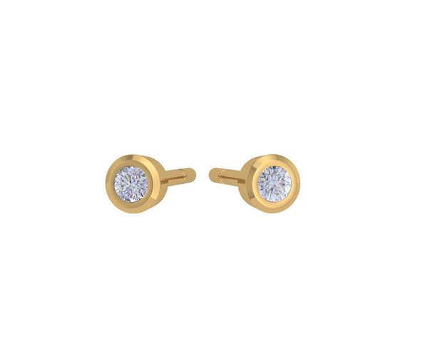 Diamond Solitaire Gold Earring
