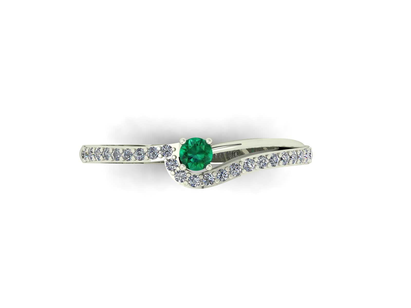 14 KT Gold Diamond And Emerald Solitaire Ring