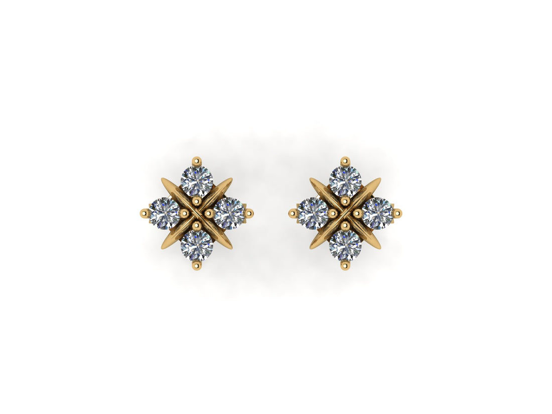 Quattro Diamond 14 KT Gold Earrings