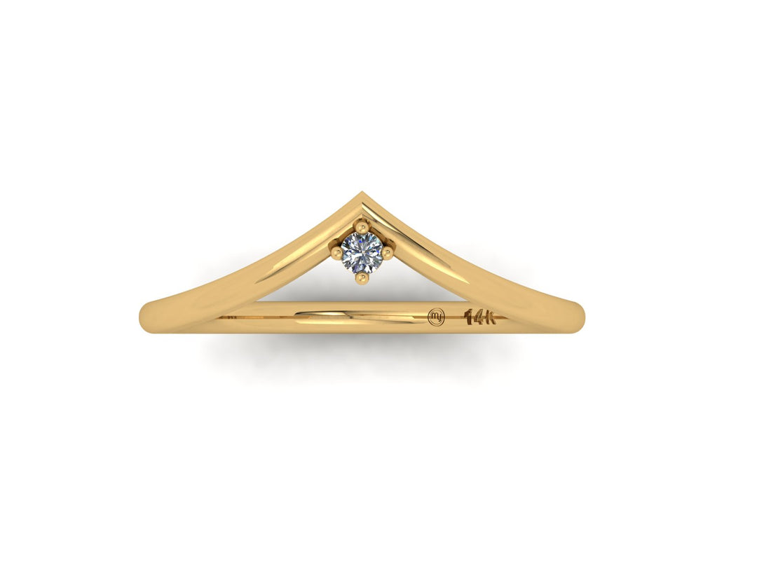 Chevron Center Diamond 14 KT Gold Ring