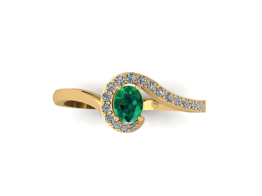 Solitarie With Diamond Bypass 14 KT Gold Ring