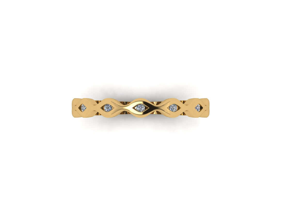 Ripple Link Diamond 14 KT Gold Ring