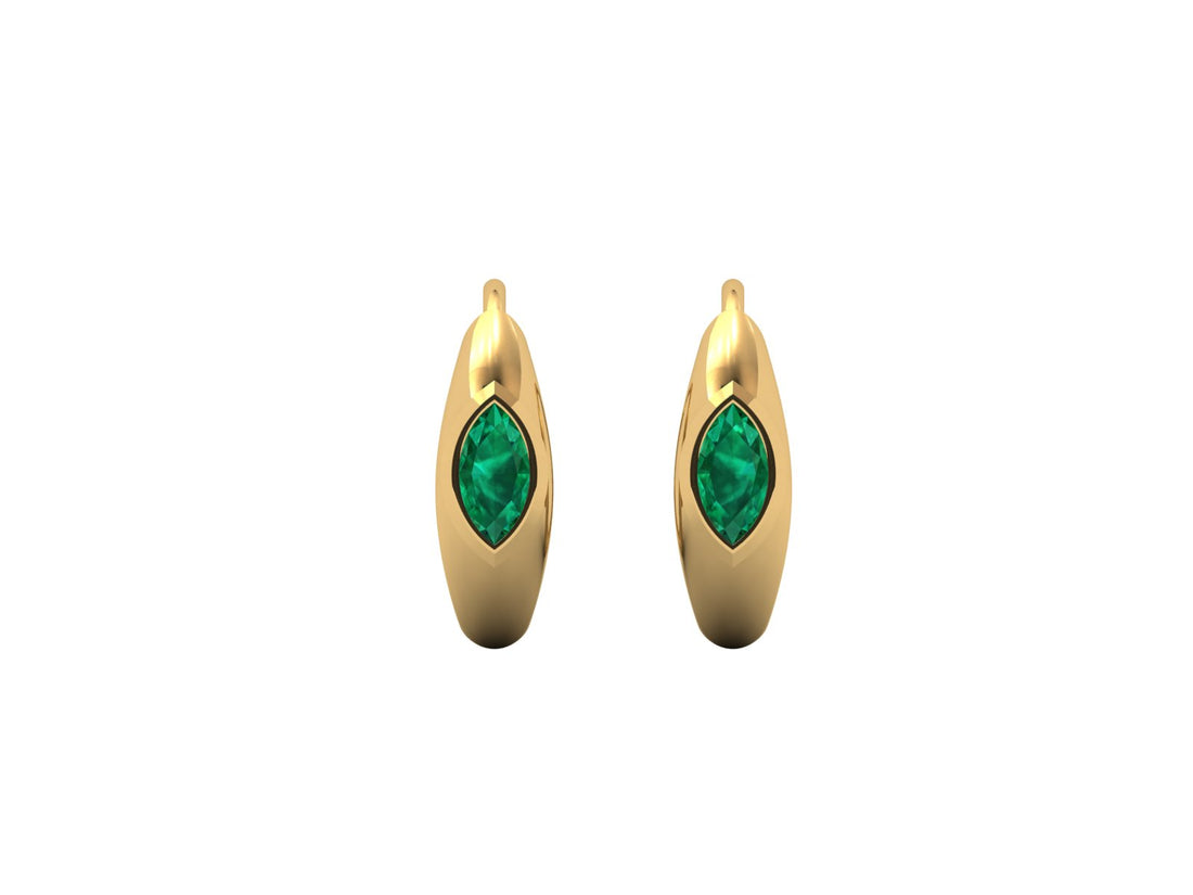 Majesty Hoops Emerald 14 KT Gold Earrings