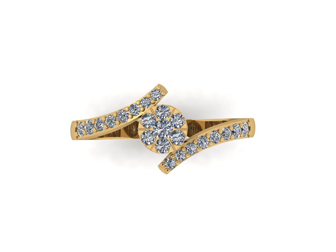 Bypass Floral Diamond 14 KT Gold Ring