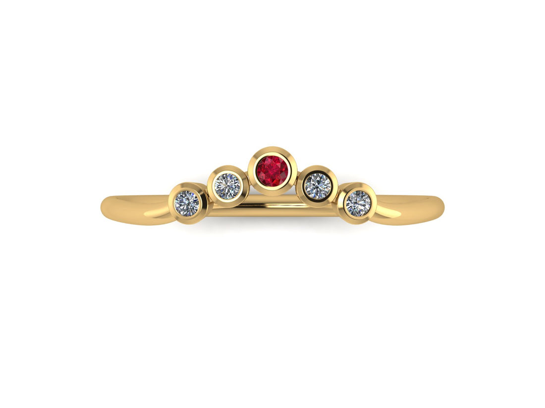 14 KT Gold PentaGem Ring