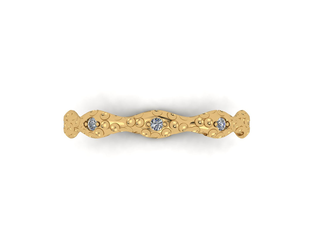 Textured Minimal Diamond Band 14 KT Gold Ring