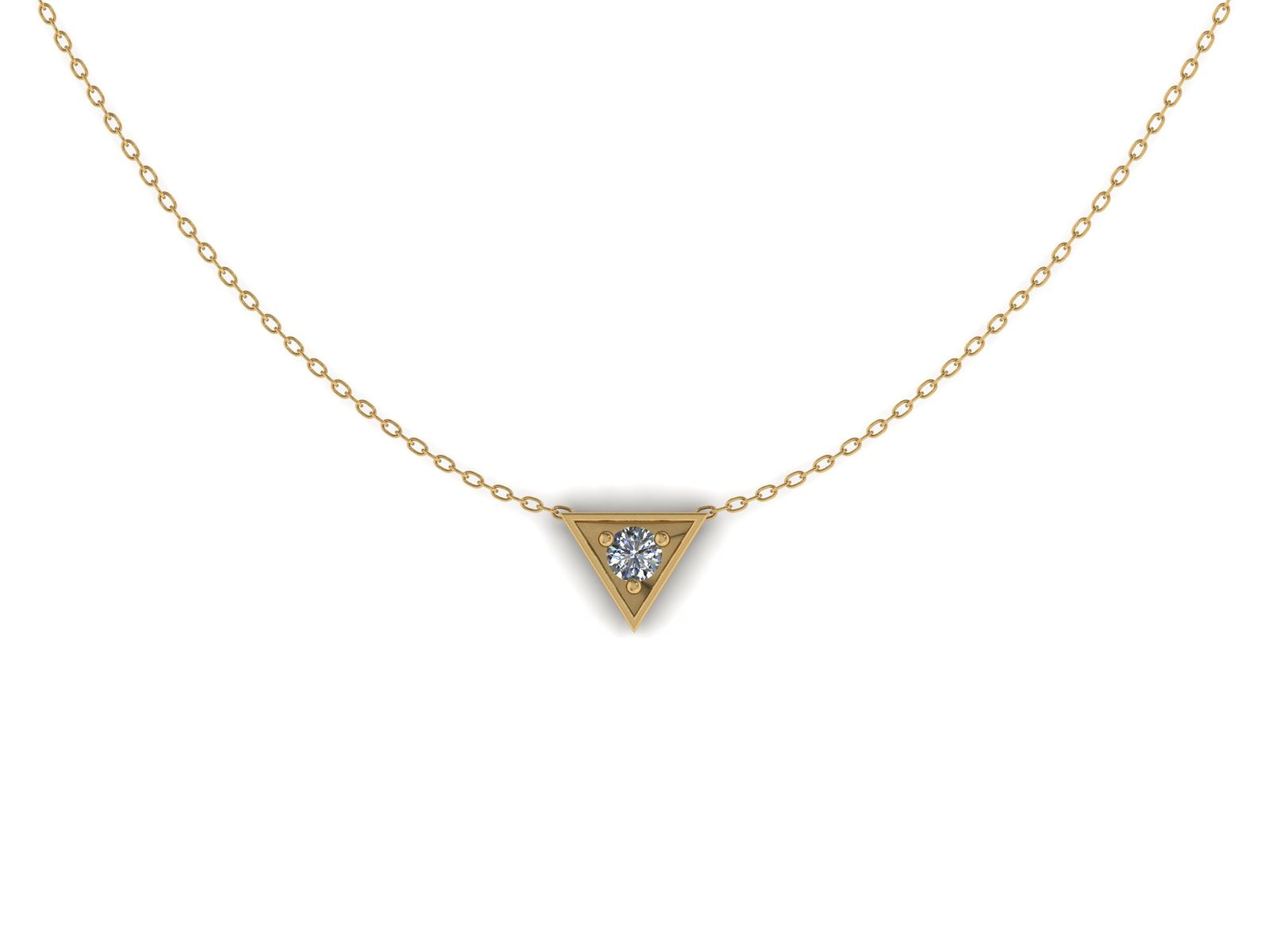 Diamond-Centered Triad 14 KT Gold Pendant