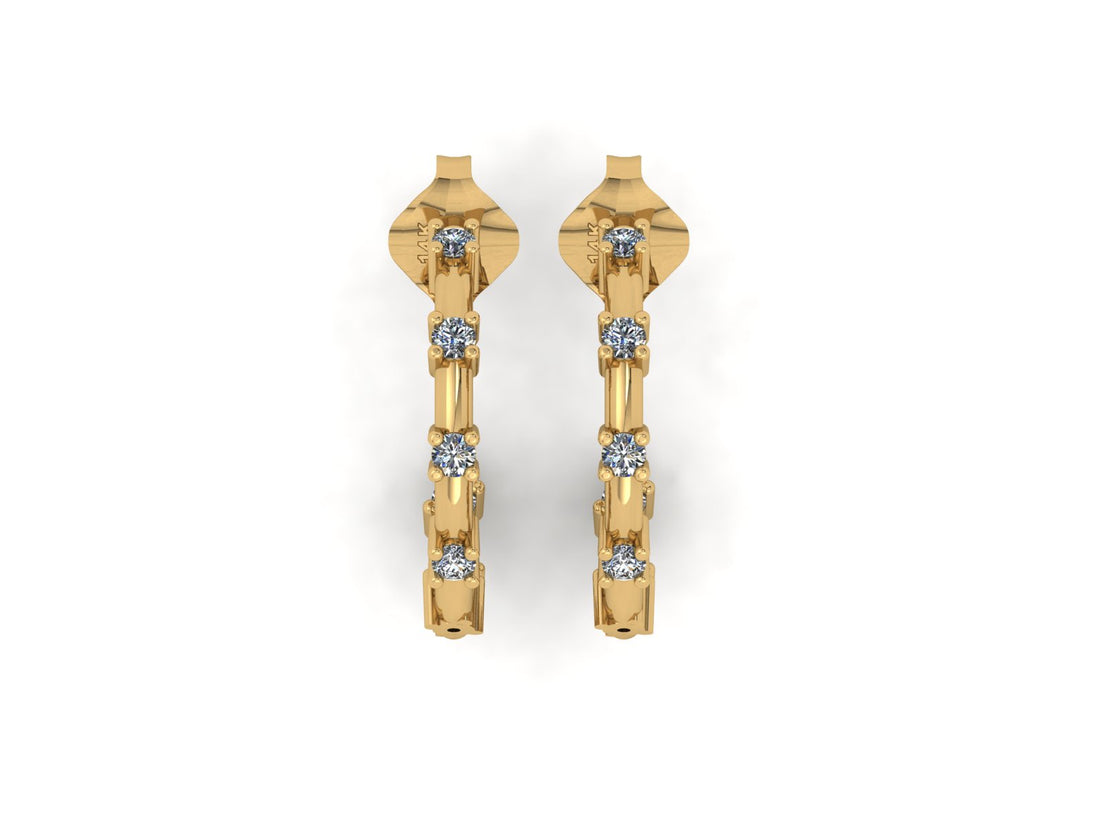 Sparkling C Diamond 14 KT Gold Earrings