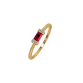 14 KT Gold Sleek Baguette Sparkler Ruby And Diamond Ring