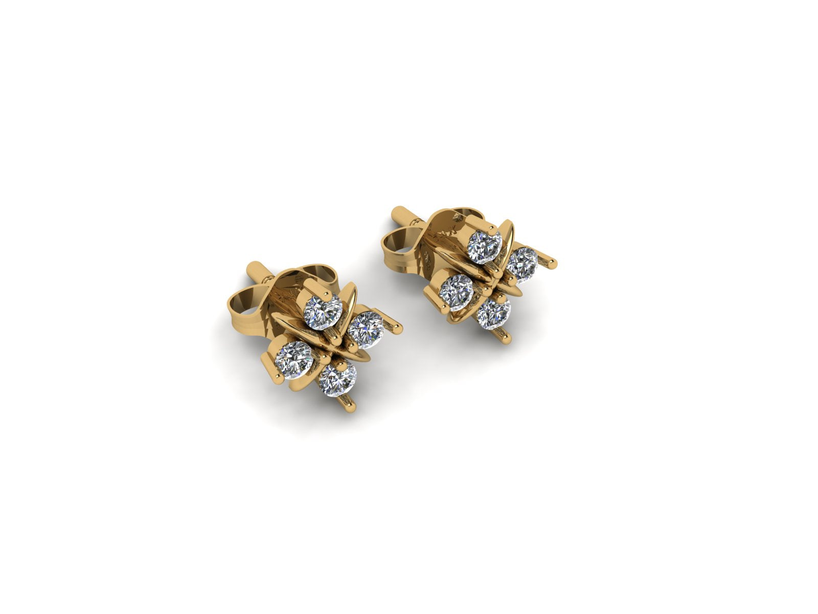 Quattro Diamond 14 KT Gold Earrings