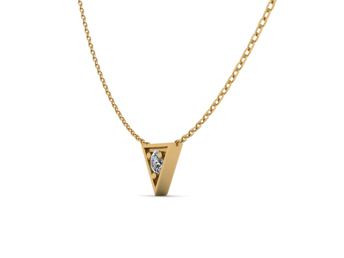 Diamond-Centered Triad 14 KT Gold Pendant