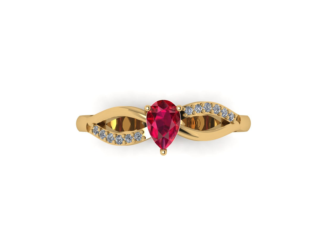 Ruby Solitaire 14 KT Gold Ring