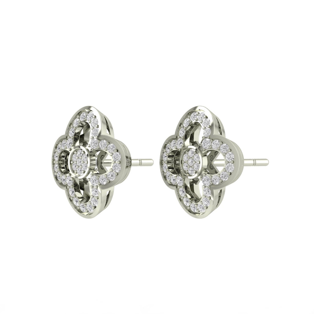 Petal Stud Silver Zircon Earring