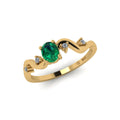 14 KT Gold Wave Oval Emerald and Diamond  Ring