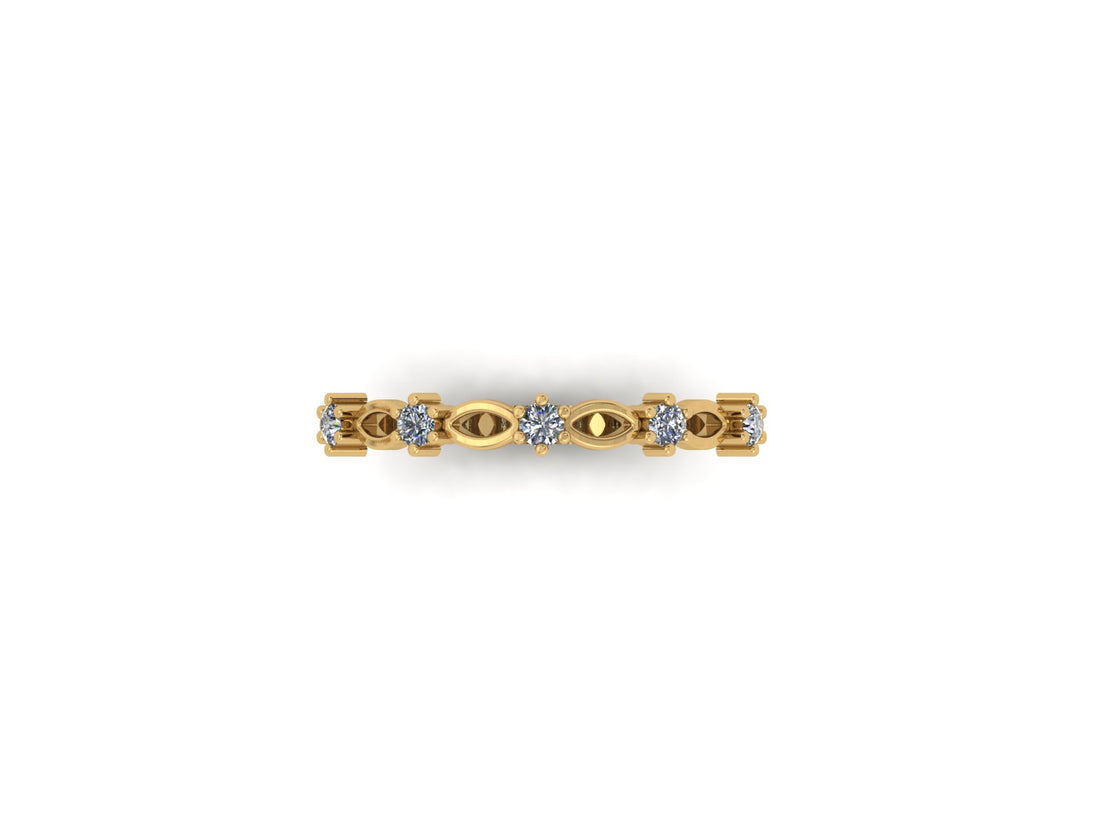 Minimalist Diamond Band 14 KT Gold Ring