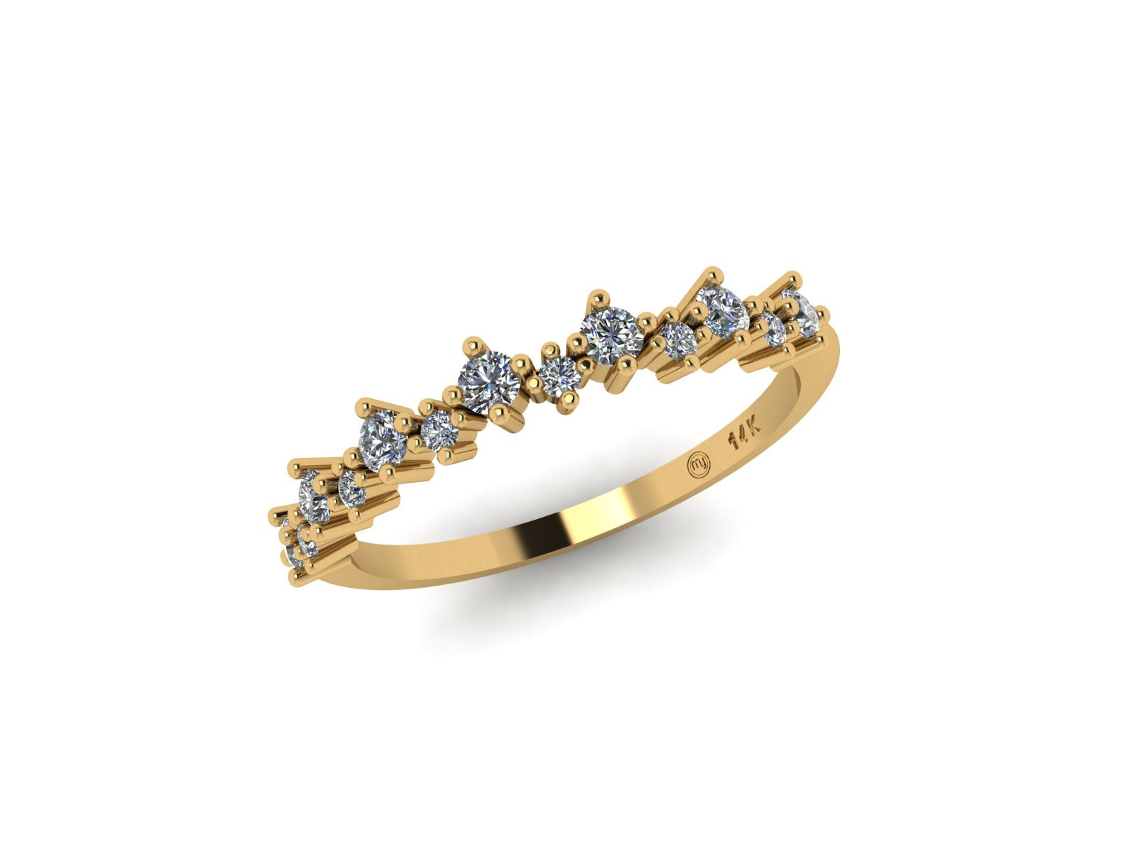 14 KT Gold Halfway Sparkling Diamond Ring