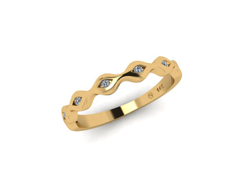 Ripple Link Diamond 14 KT Gold Ring