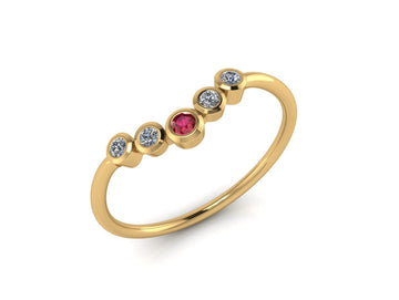 14 KT Gold PentaGem Ring