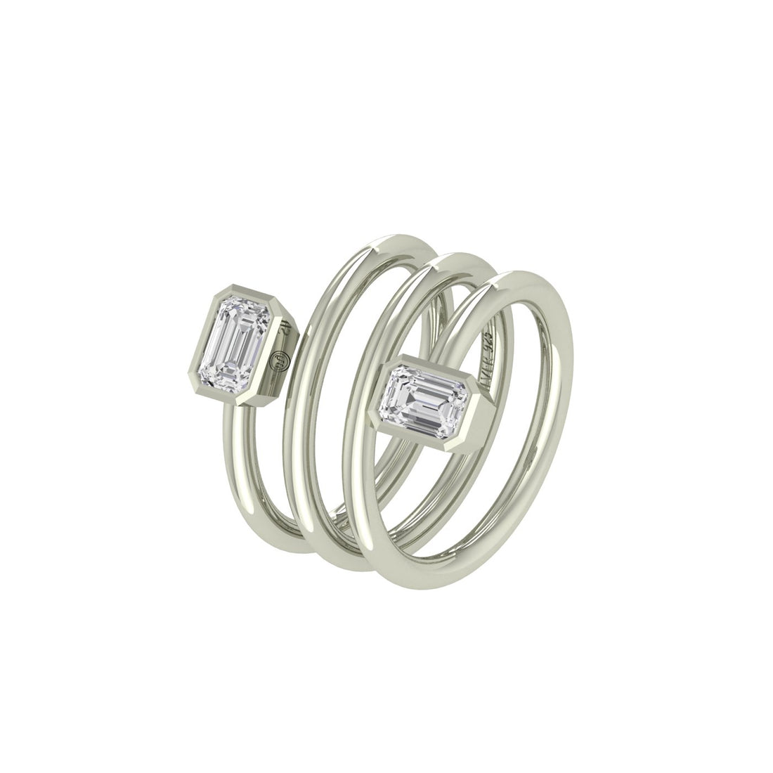 Quadra Layer Baguette Silver Zircon Ring