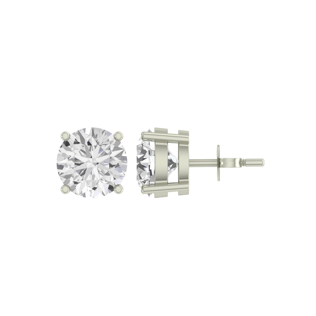 Round Solitaire Silver Zircon Earring