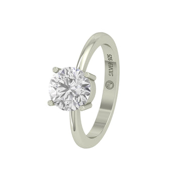 Lambent Round Solitaire Silver Zircon Ring