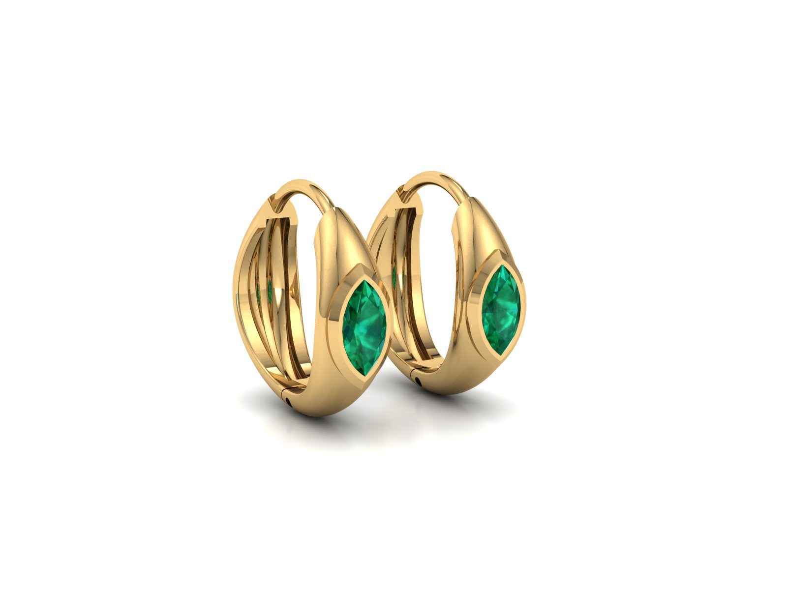 Majesty Hoops Emerald 14 KT Gold Earrings