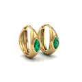 14 KT Gold Marquise Majesty Hoops Emerald Earrings