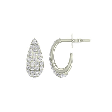 Glimmering Huggies Silver Zircon Earring