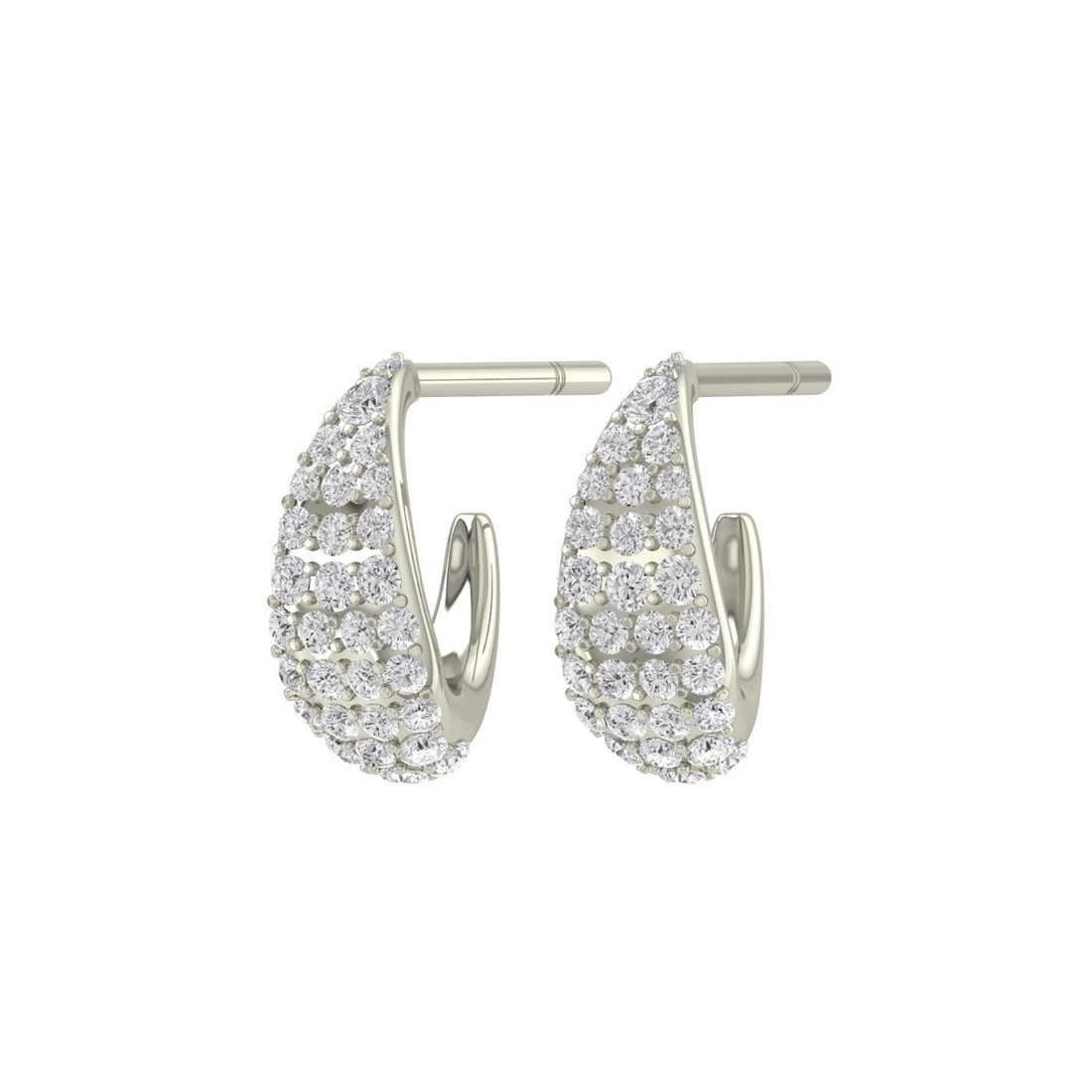 Glimmering Huggies Silver Zircon Earring