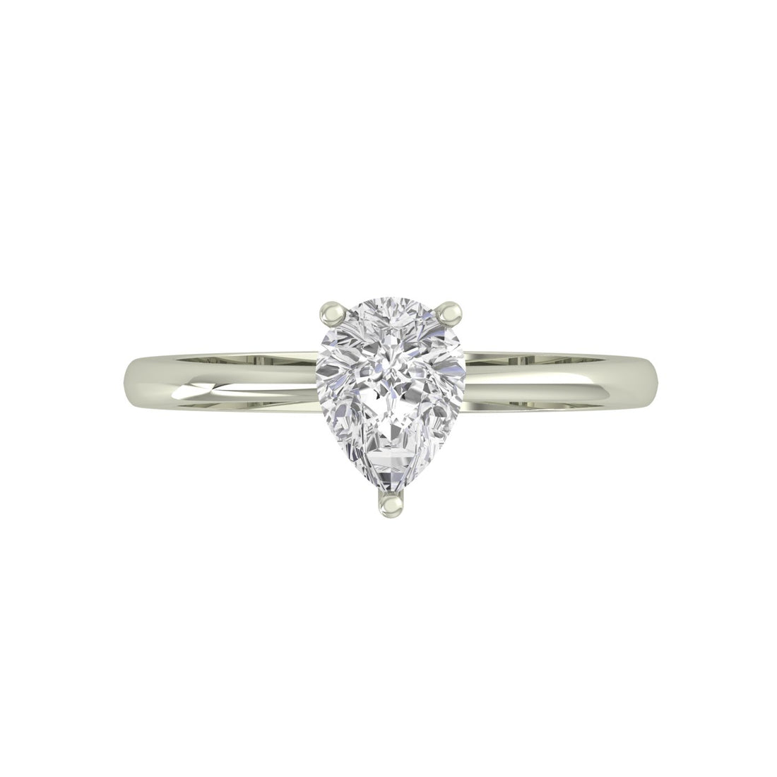 Pure Pear Solitaire Silver Zircon Ring