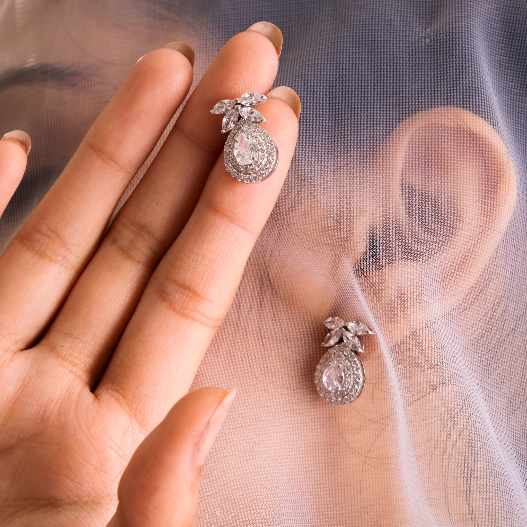 Ethereal Glow Silver Zircon Earring