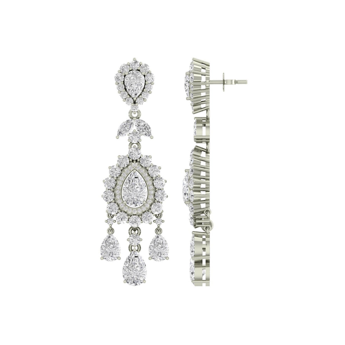 Lustre Dewdrop Statement Silver Zircon Earring