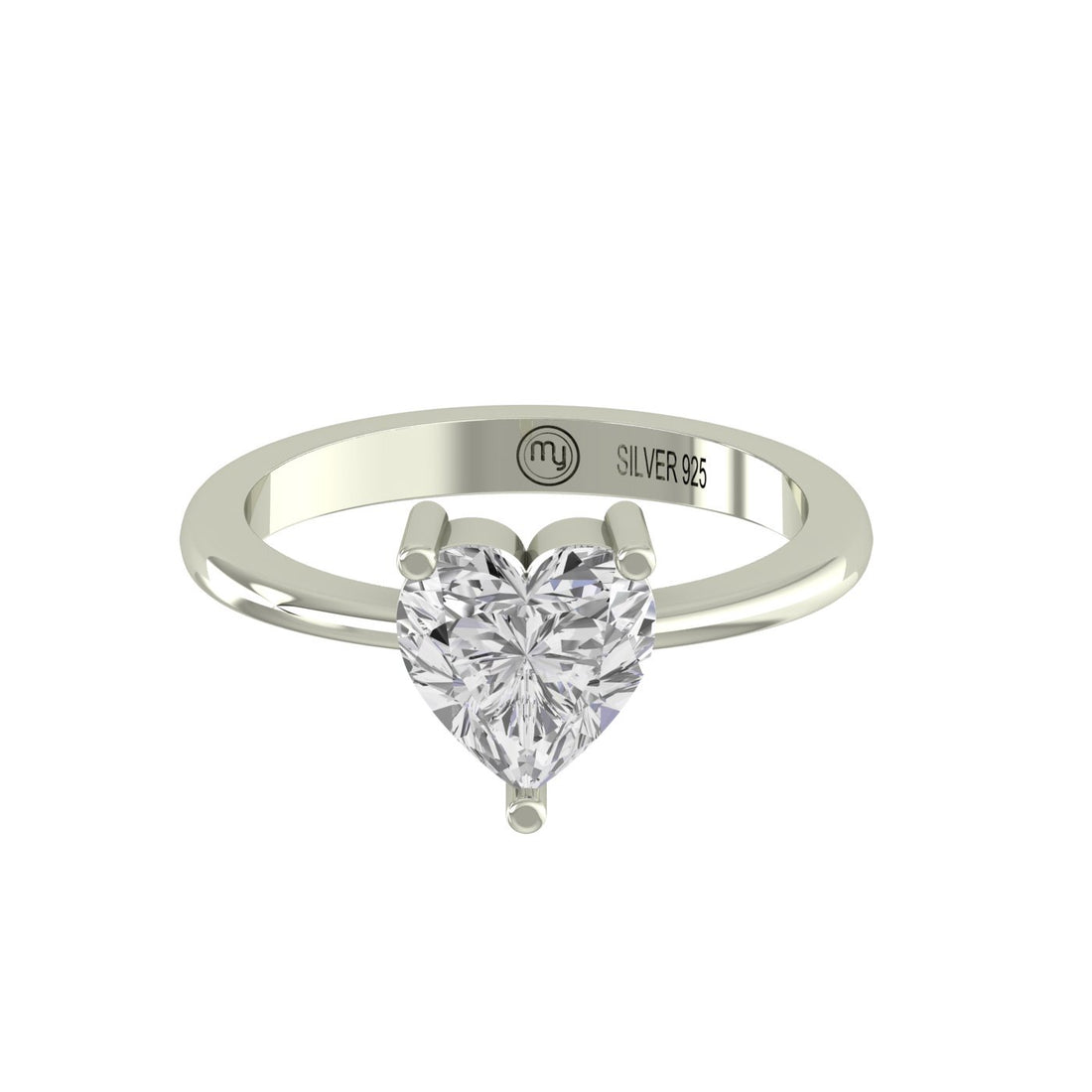 Mini Sweetheart Solitaire Silver Zircon Ring