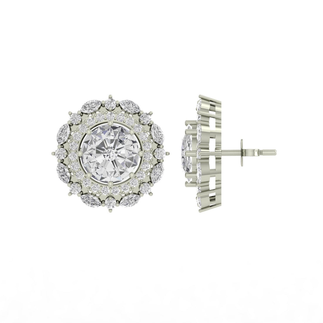 Perla Halo Silver Zircon Earring