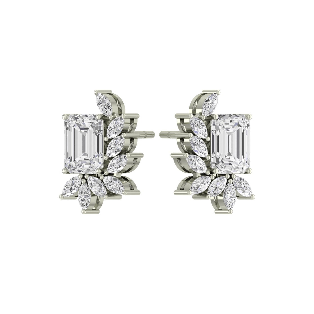 Marquise Arc with Baguette Silver Zircon Earring