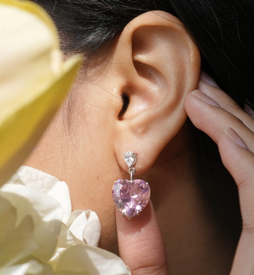 Blush Drop Silver Zircon Earring