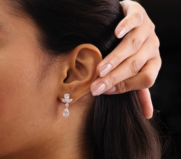 Pear Drop Silver Zircon Dangle Earring